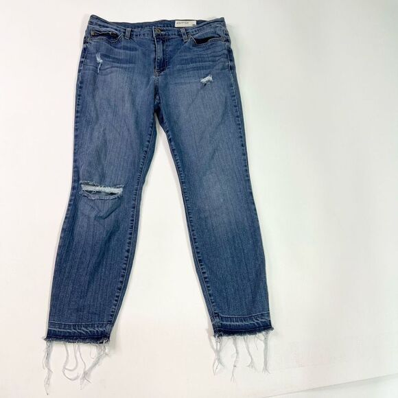 Pistola Jeans Womens 30 Distressed Skinny Raw Hem Zip Fly Denim Medium Wash - Picture 1 of 8